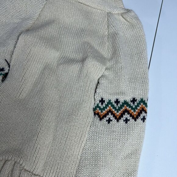 Dog Sweater Cream Chevron Knit Hooded “Chill out” Medium Winter Clothes Warm - Picture 4 of 10